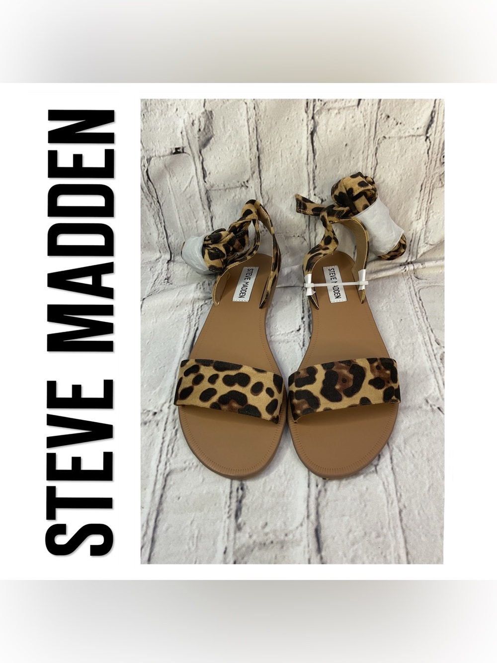 🌟🌟 Steve Madden Leopard Print Ankle-Tie Flat Sandals